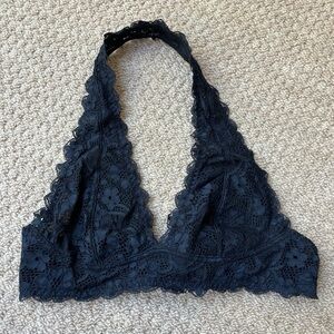 Free People Intimately Black Galloon Lace Halter Bralette